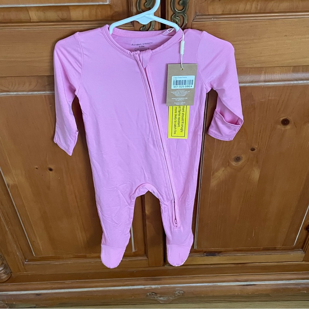 SOLD!!! NWT Angel Dear Bamboo Medium Pink Solid Footie Pajama